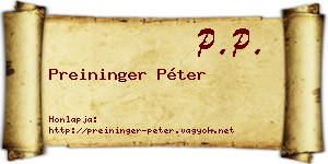 Preininger Péter névjegykártya
