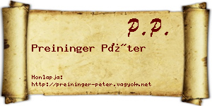 Preininger Péter névjegykártya