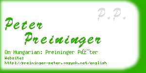 peter preininger business card